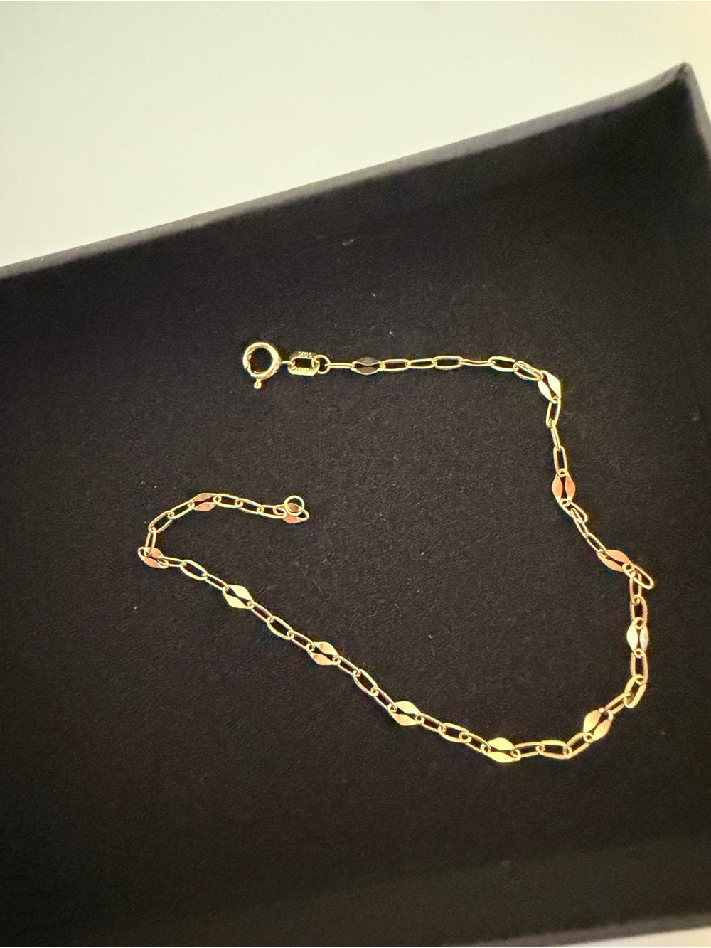 Solid Gold 10k Paperclip + Mirror 7.5” Link Bracelet - Women Jewelry